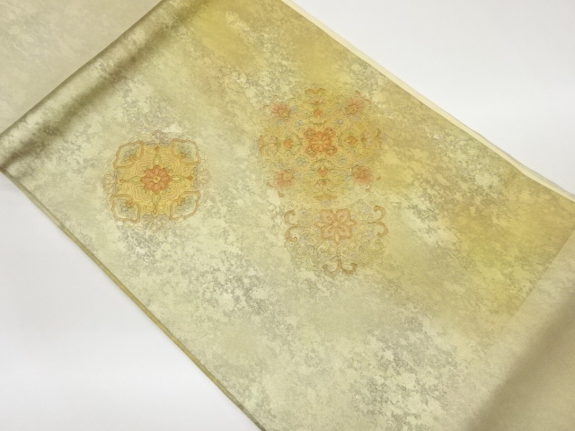 JAPANESE NAGOYA OBI / EMBROIDERY / FLOWER CREST